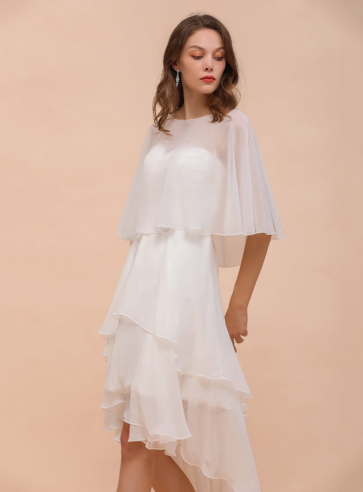 A-line Jewel Neck Chiffon Knee-Length Dress Wraps A-line Jewel Neck Chiffon Knee-Length Dress Wraps