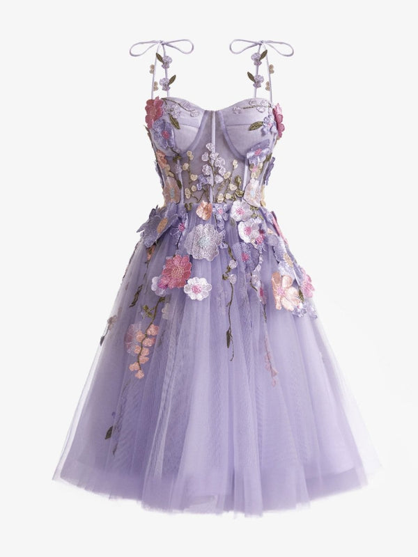 Koscy A-Line Lavender Bloom Mini Homecoming Dress
