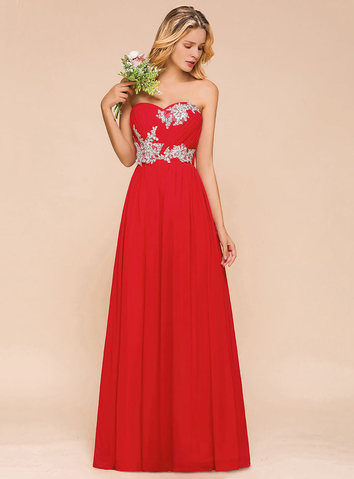 A-Line Sweetheart Sleeveless Floor-Length Dress-koscy