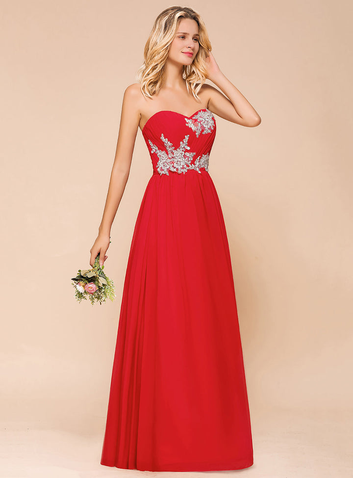 A-Line Sweetheart Sleeveless Floor-Length Dress-koscy