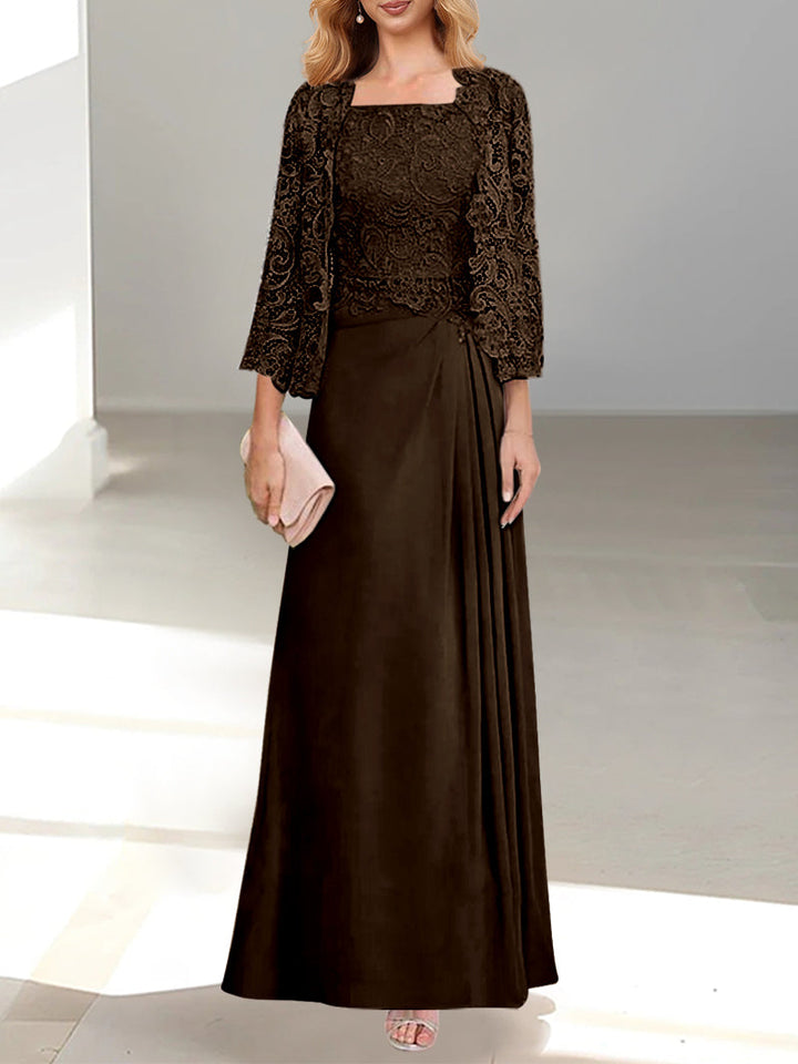 mother of the bride dresses with pleated skirt Mother of the Bride or Groom Silk Wrap Dress with Flutter Sleeve & Pleated Skirt