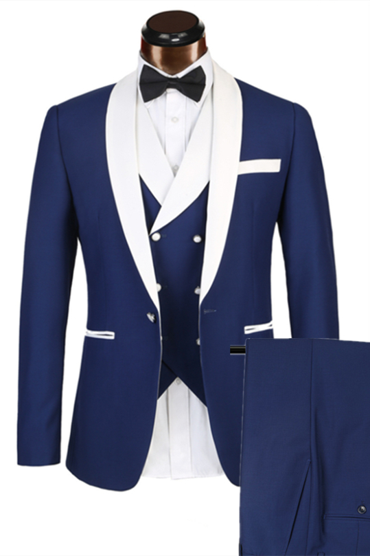 Koscy Handsome White Three-Piece Wedding Suit for Groom