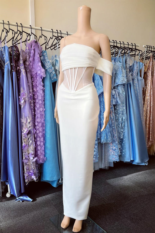 Strapless Mermaid Prom Dress With Pleated White Off-The-Shoulder