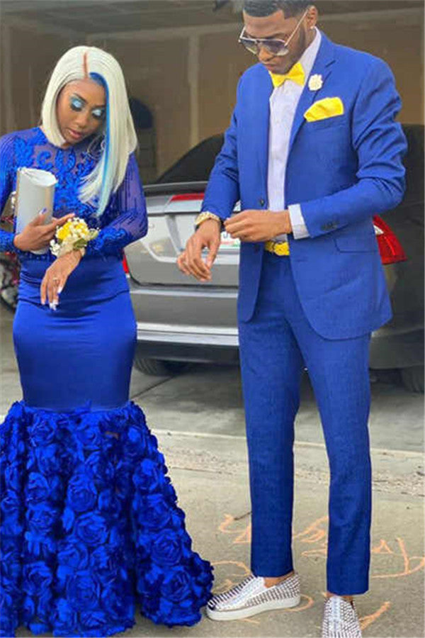Koscy Royal Blue Party Prom Suit - Elegant On Sale for Man with Notch Lapel