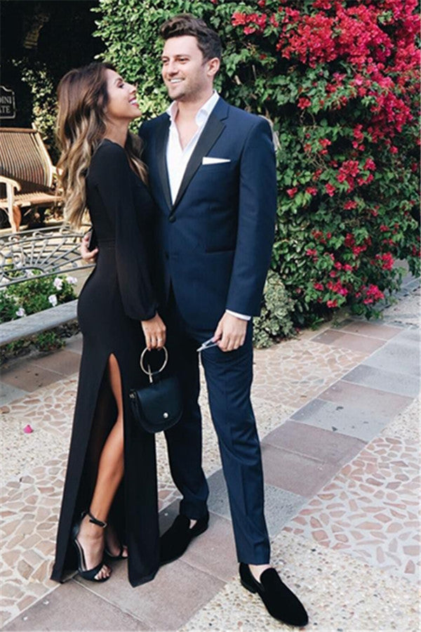 Koscy Navy Blue Prom Suit - Bespoke Party for Boy on Sale with Notch Lapel