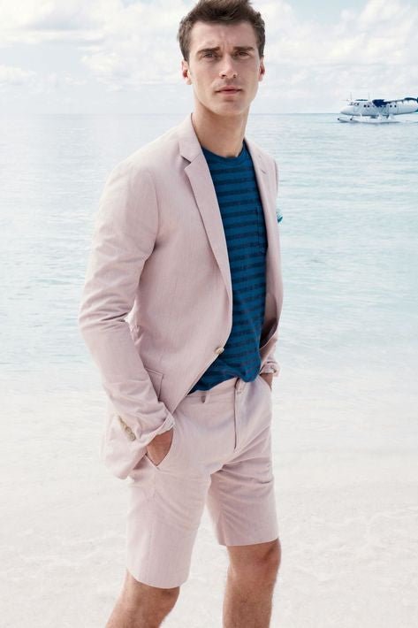 Koscy Elegant Pink Summer Blazer for Groom with Notched Lapel