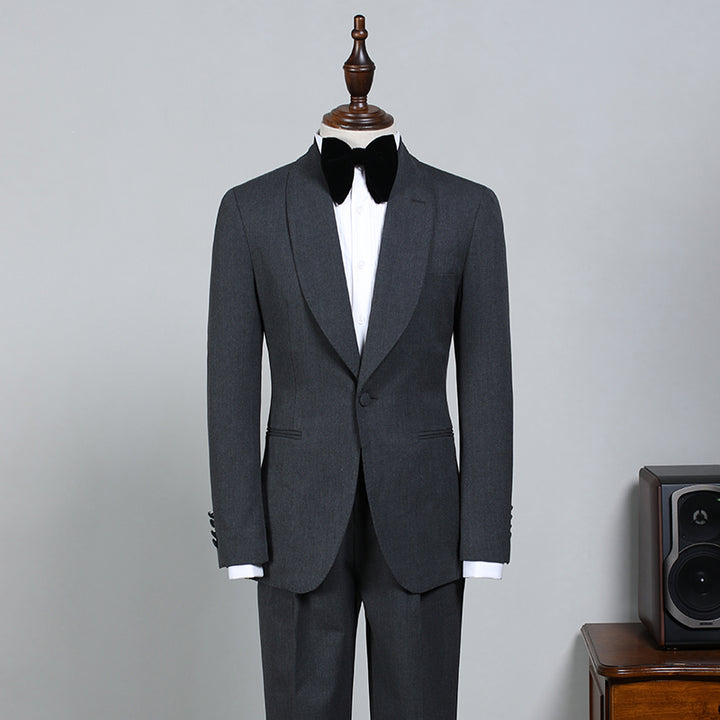 Koscy Nelson All-Black One-Button Easy Fit Wedding Suit for Bridegrooms