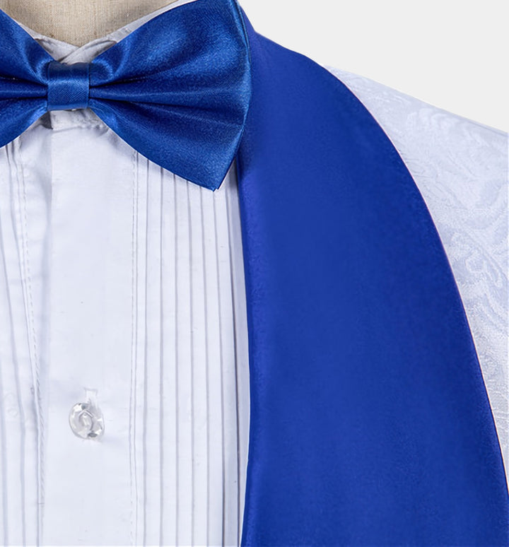 Koscy Blue Jacquard Tuxedo Suit with Shawl Lapel - Fashionable for Groom