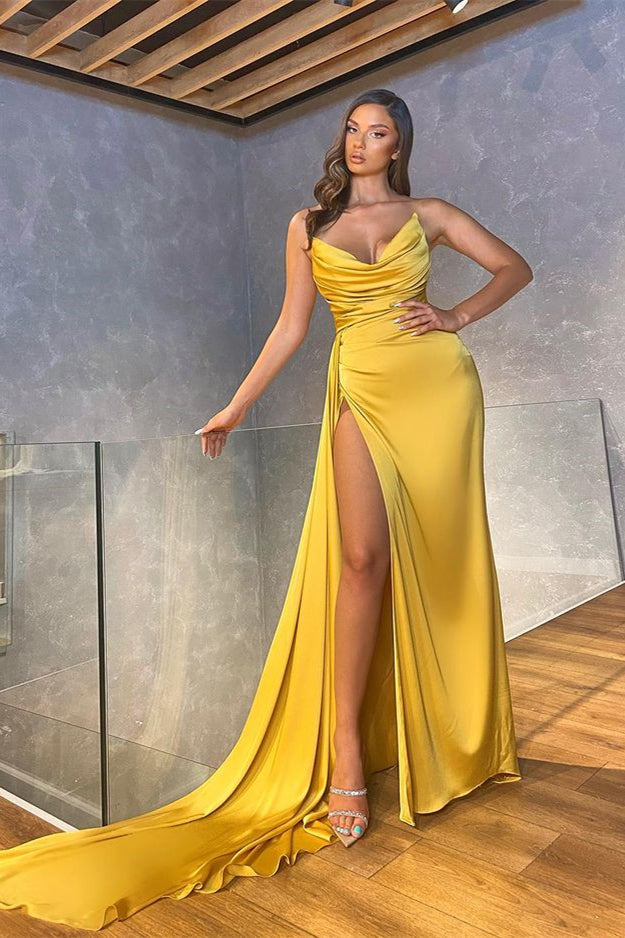 Long Mermaid Pleated Prom Dress With Split