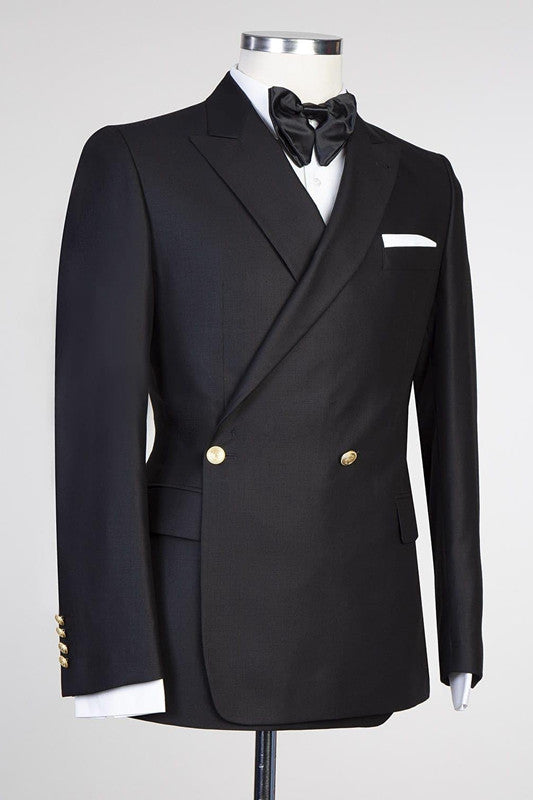 Koscy Formal Black Business Bespoke Prom Suit with Peaked Lapel