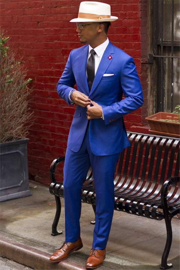 Koscy Royal Blue High Quality Reception Prom Suit for Man with Notched Lapel