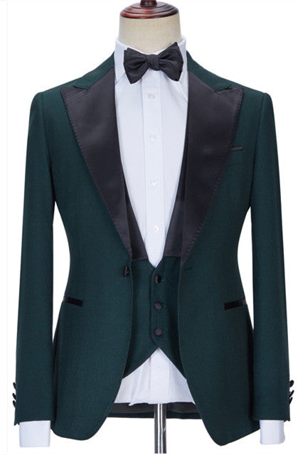 Koscy Black Lapel Three-Piece Formal Business Suit for Men
