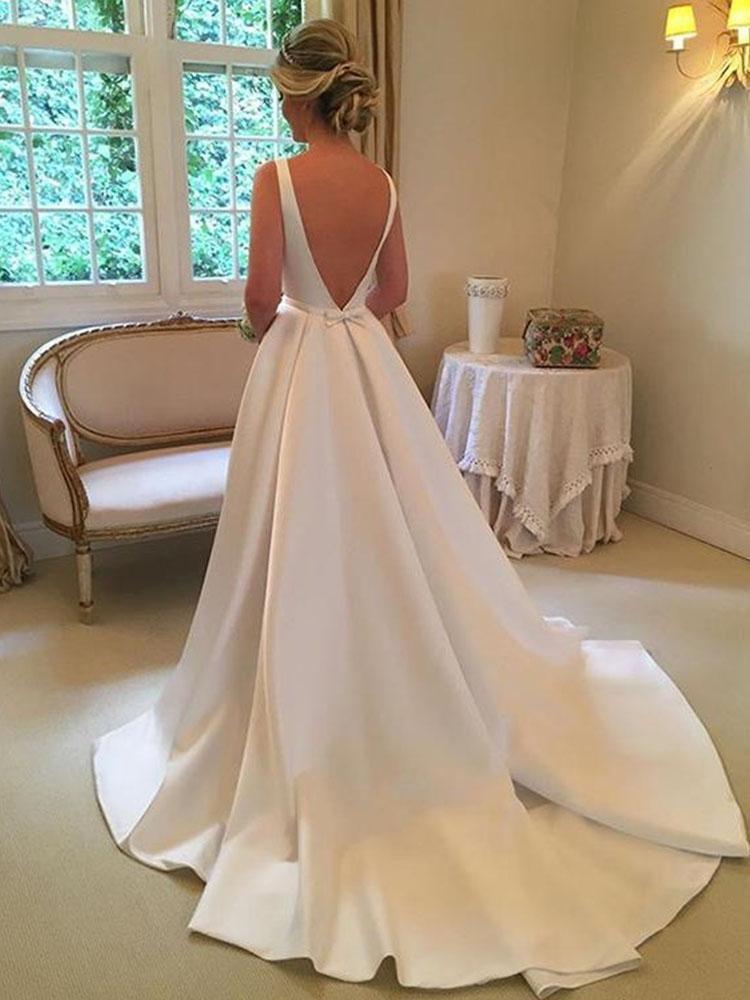 Affordable Sleeveless A Line Wedding Dress
