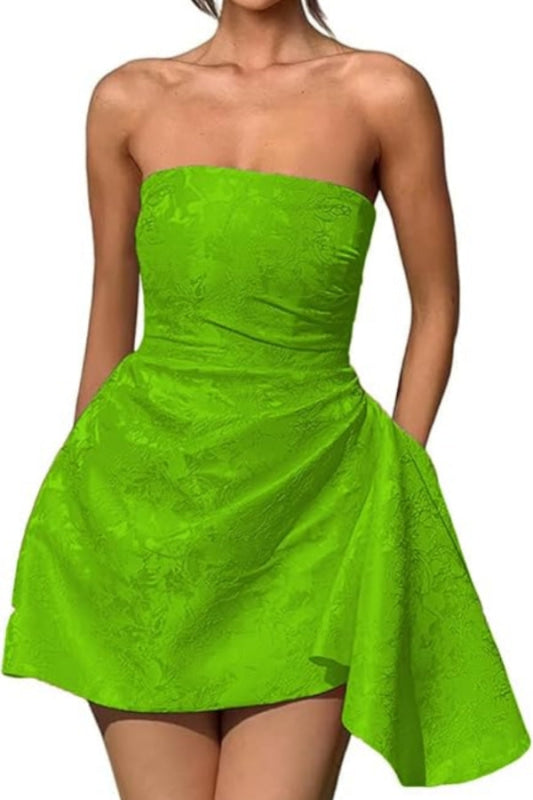 Amazing Ruched Satin Short Prom Dress Strapless Homecoming Dress with Amazing Ruched Satin Short Prom Dress Strapless Homecoming Dress with