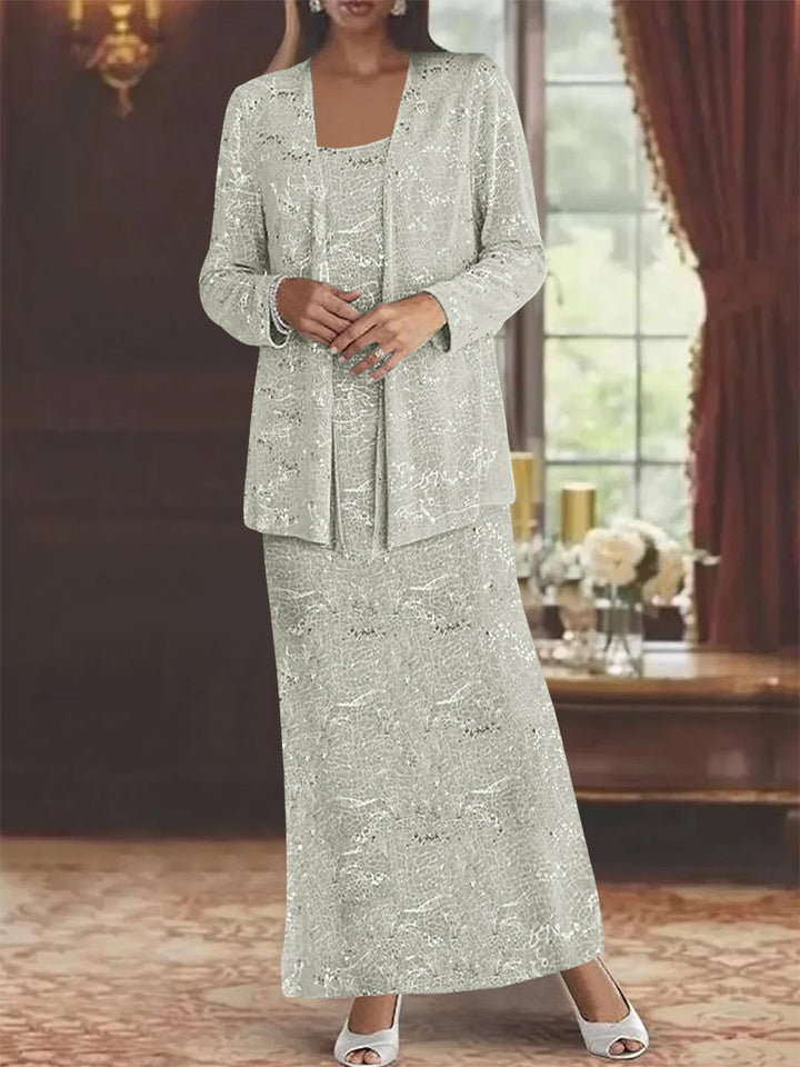mother of the bride dresses with jackets ankle length Elegant Long Blue Lace Satin Mother of the Bride Dresses with Jacket