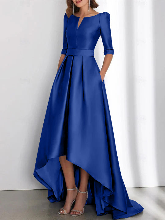Asymmetrical A-Line Princess Mother of the Bride Dresses with Half Sleeves and Pockets Asymmetrical A-Line Princess Mother of the Bride Dresses with Half Sleeves and Pockets