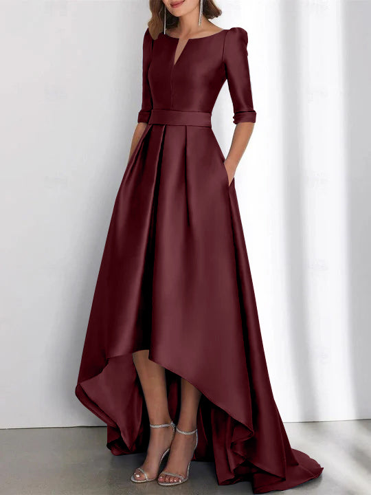 Asymmetrical A-Line Princess Mother of the Bride Dresses with Half Sleeves and Pockets Asymmetrical A-Line Princess Mother of the Bride Dresses with Half Sleeves and Pockets