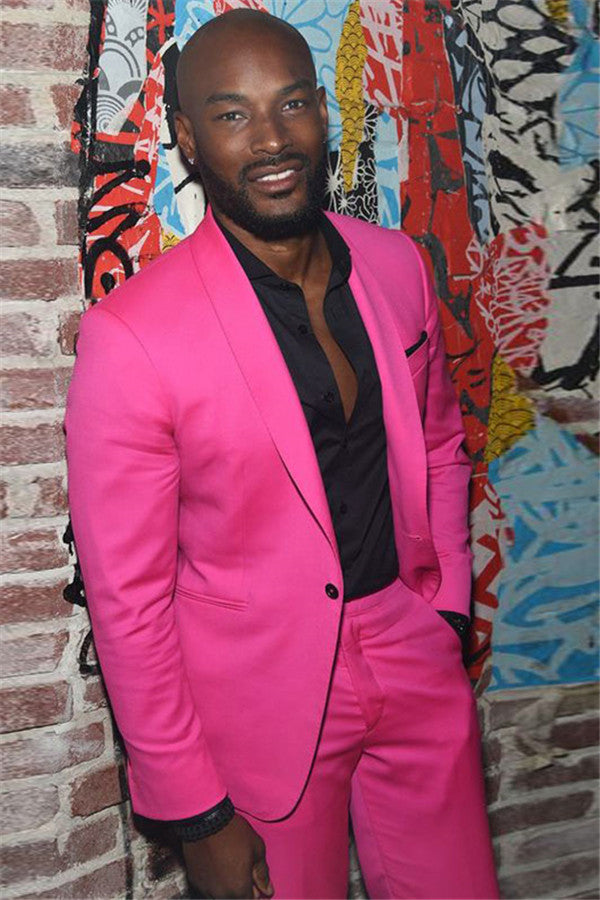 Koscy Fuchsia Prince Suit - Fashionable Shawl Lapel, One Button for Groom