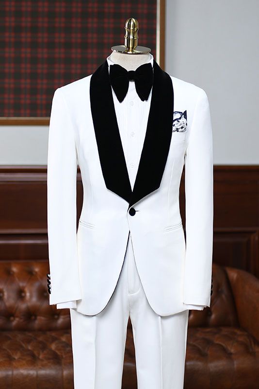 Koscy Aries White Bespoke Easy Fit Wedding Suit for Bridegrooms