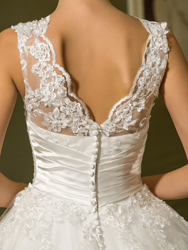Bmbride A-Line Wedding Dresses High Neck Ankle Length Lace Over Tulle Regular Straps Vintage Little White Dress Illusion