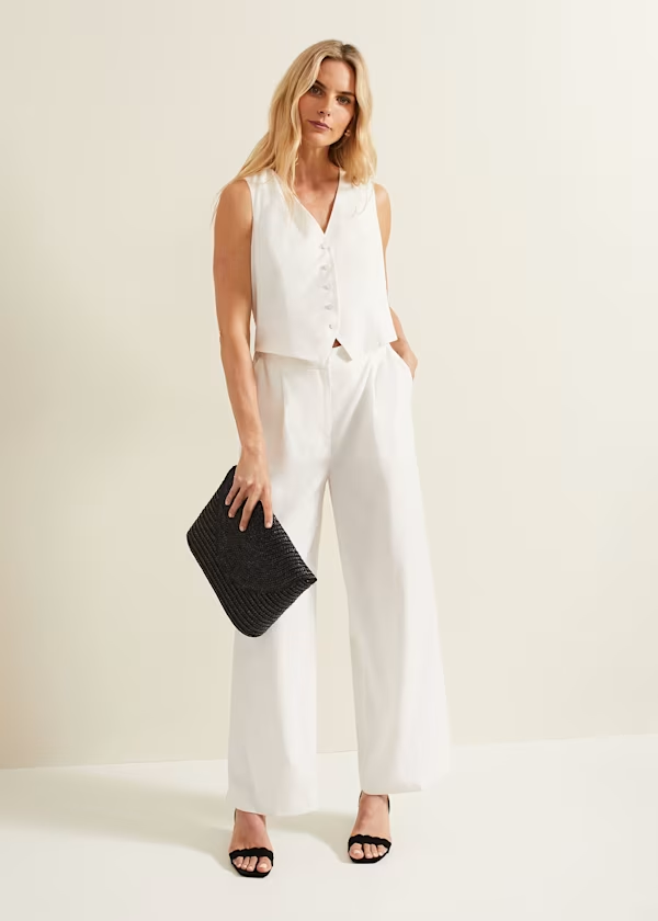 Koscy Retro Sleeveless Vest White Customizable Jump Suit