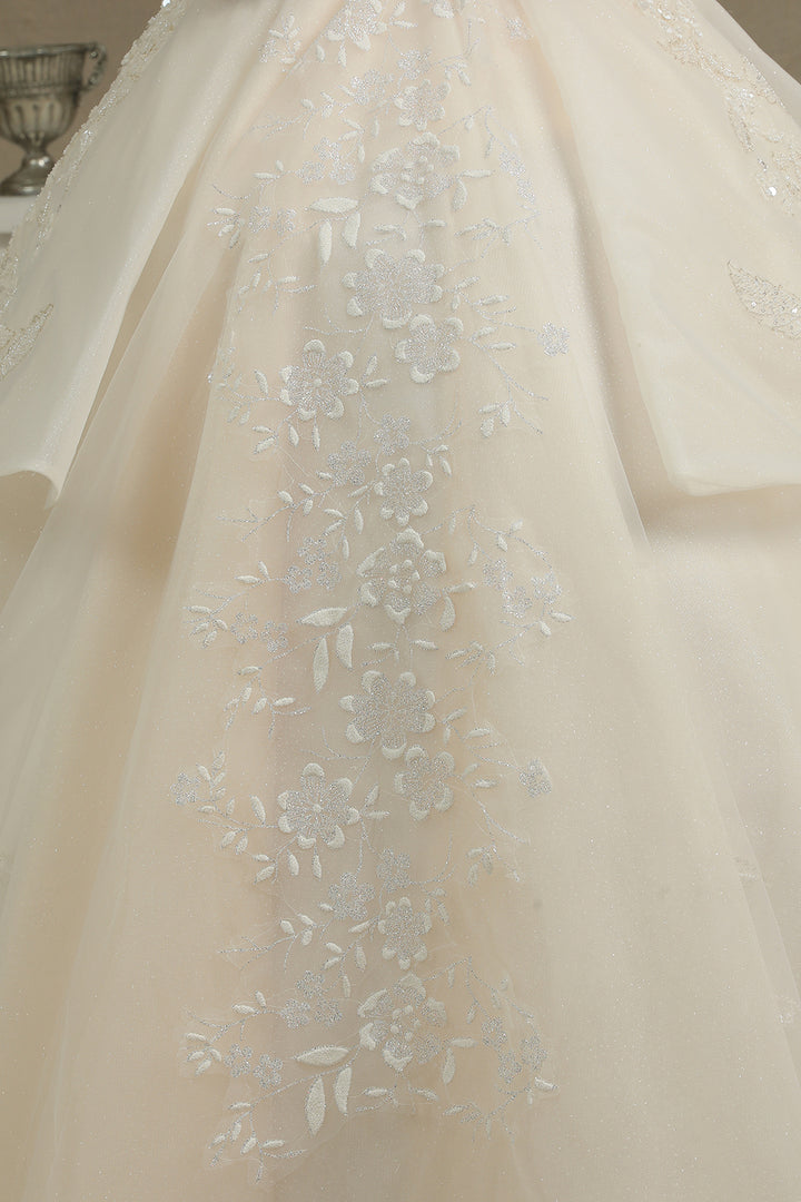 Bmbride Elegant Off-the-Shoulder Tulle Lace Ball Gown Luxury Wedding Dresses