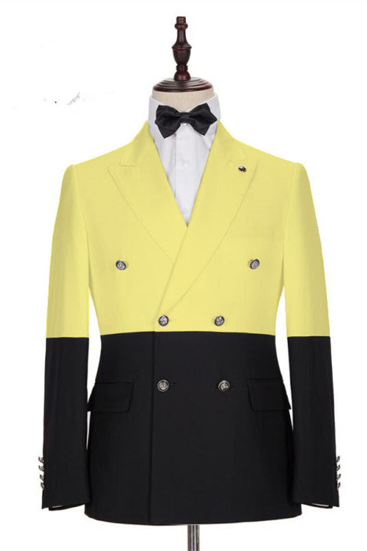 Koscy Shining Yellow Double-Breasted Summer Wedding Suit