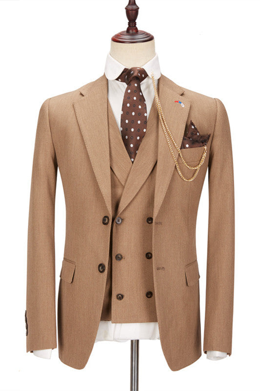 Koscy Popular Brown Dinner Formal Bespoke Suit with Notched Lapel for Prom