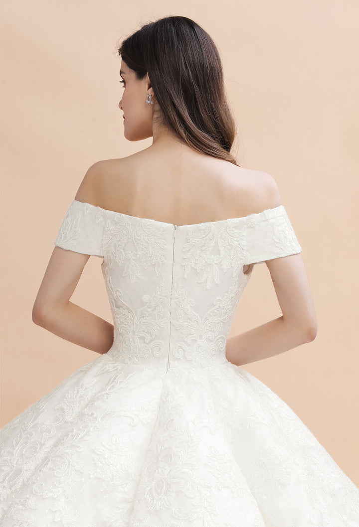 Bmbride Off-the-shoulder Appliques Ball Gown Wedding Dresses with Elegant Design