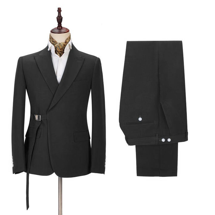 Koscy High-Quality Buckle Button Business Bespoke Prom Suit with Peak Lapel for Men