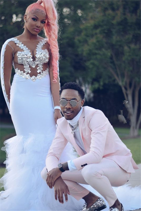 Koscy Best-Fit Pink Bespoke Wedding Suit for Groom