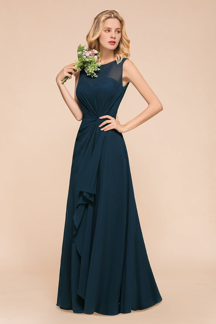 affordable bridesmaid dresses online Beautiful Chiffon Jewel Ruffle Navy Affordable Bridesmaid dresses