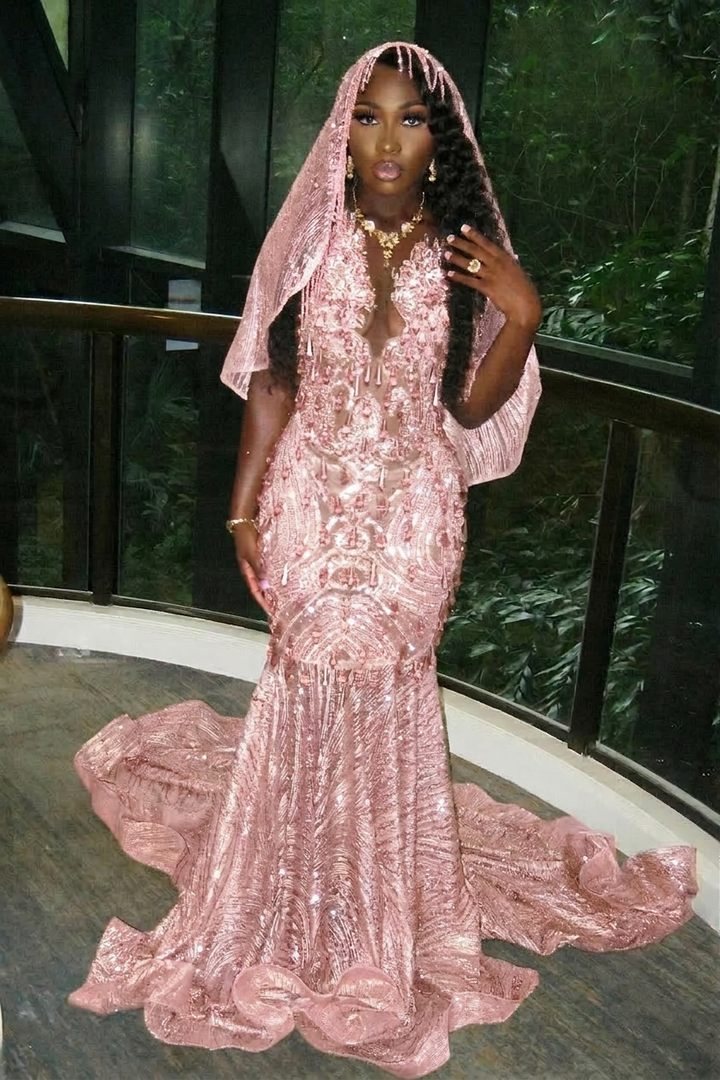 champagne prom dress black girl LP2205