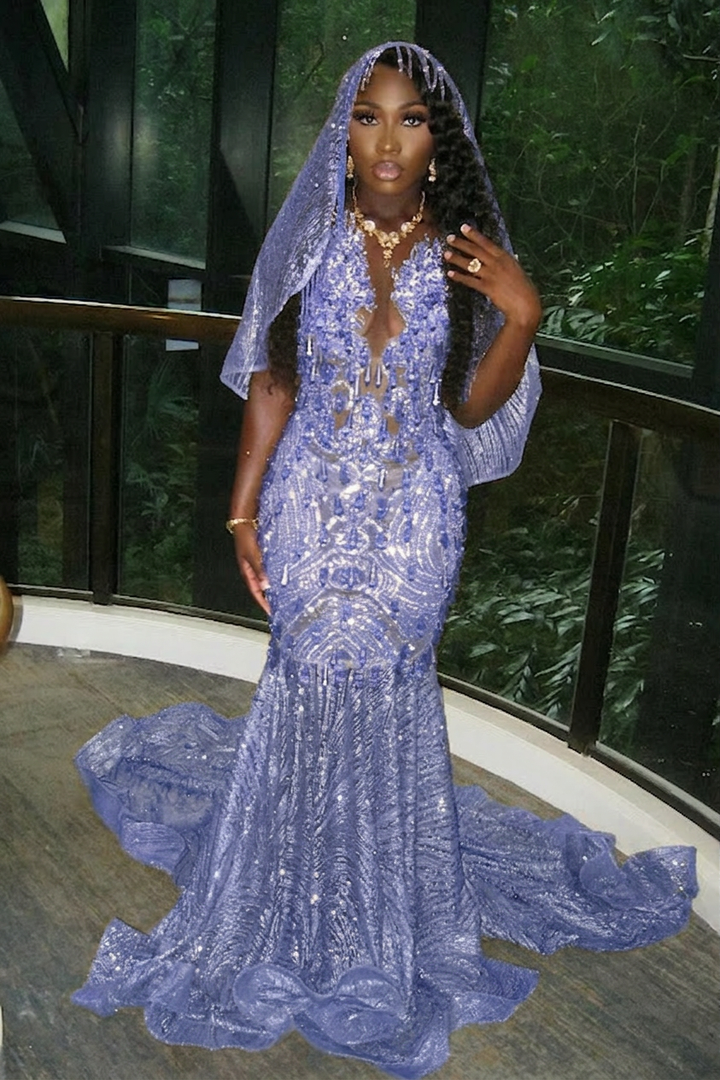 mermaid glitter prom dresses Navy Blue Long Mermaid Prom Dress with Glitter Navy / 18