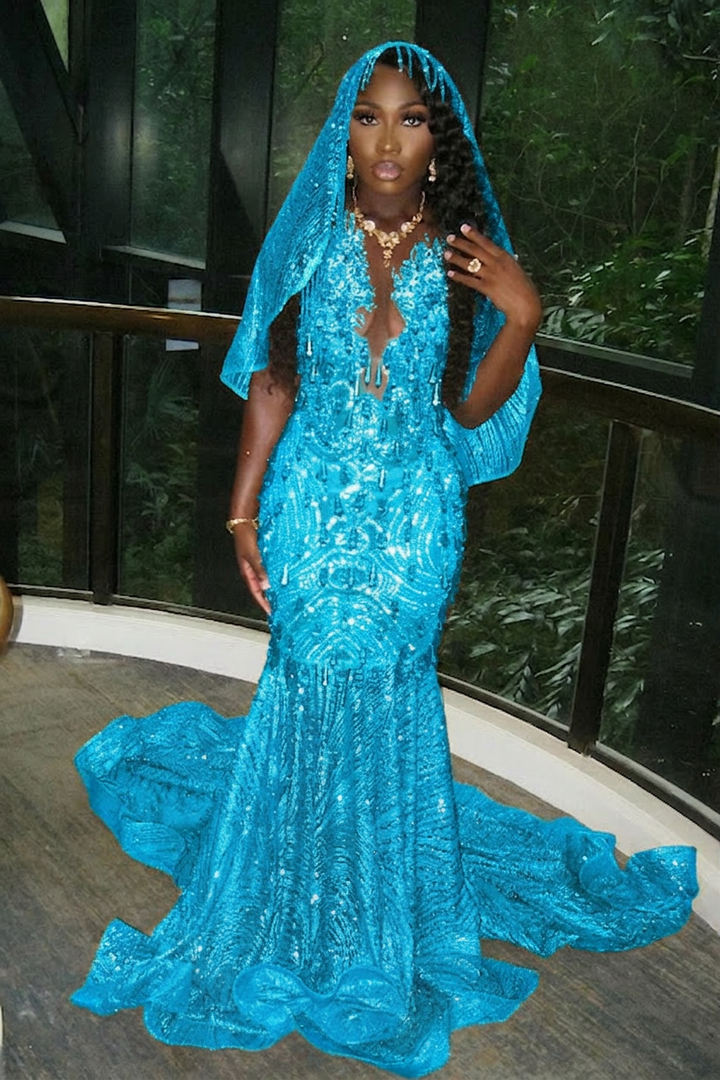 glitter prom dresses 2017 sequin prom dresses mermaid V-Neck Light Blue Sequins Mermaid Long Prom Dress FancyVestido