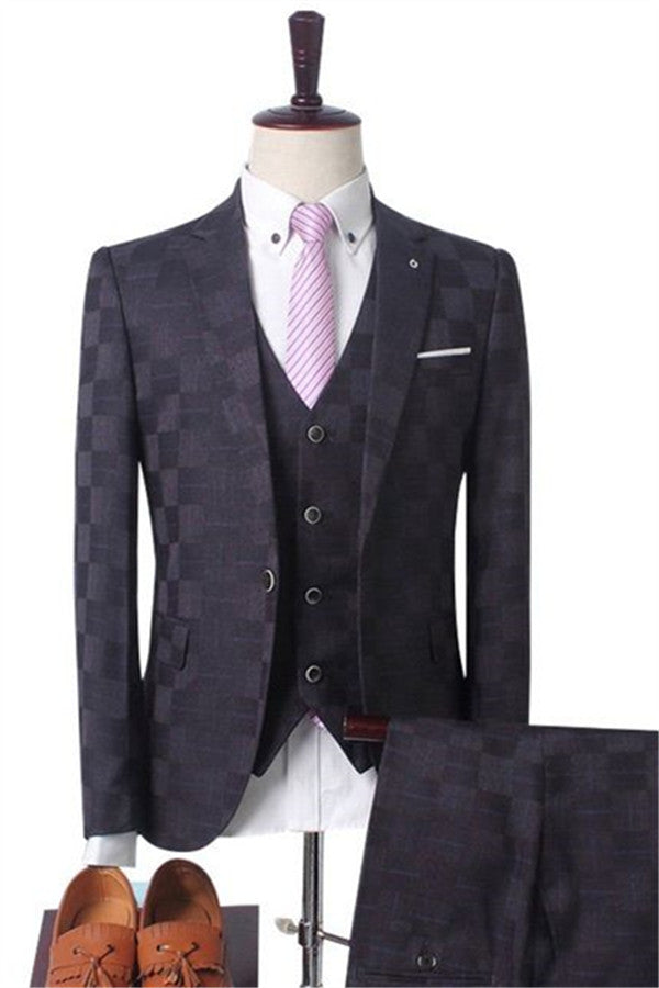 Koscy Dark Red Marriage Suit - Three-Piece Prom Tuxedo for Men