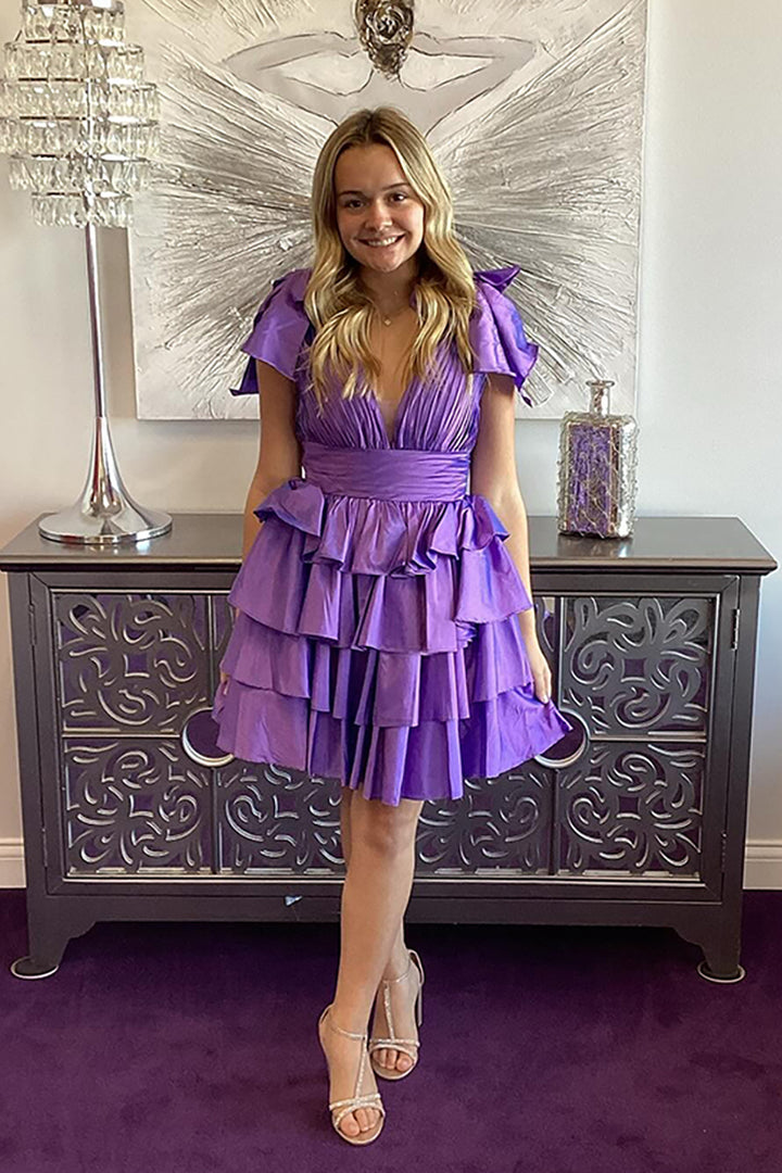 Blue Adustable Straps A-Line Tiered Homecoming Dress with Ruffles Blue Adustable Straps A-Line Tiered Homecoming Dress with Ruffles