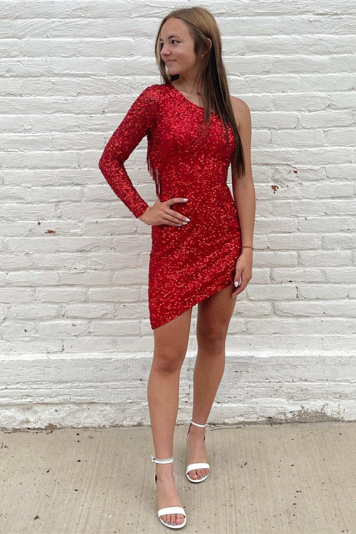 Koscy Bodycon One Shoulder Tassel Back Party Dress