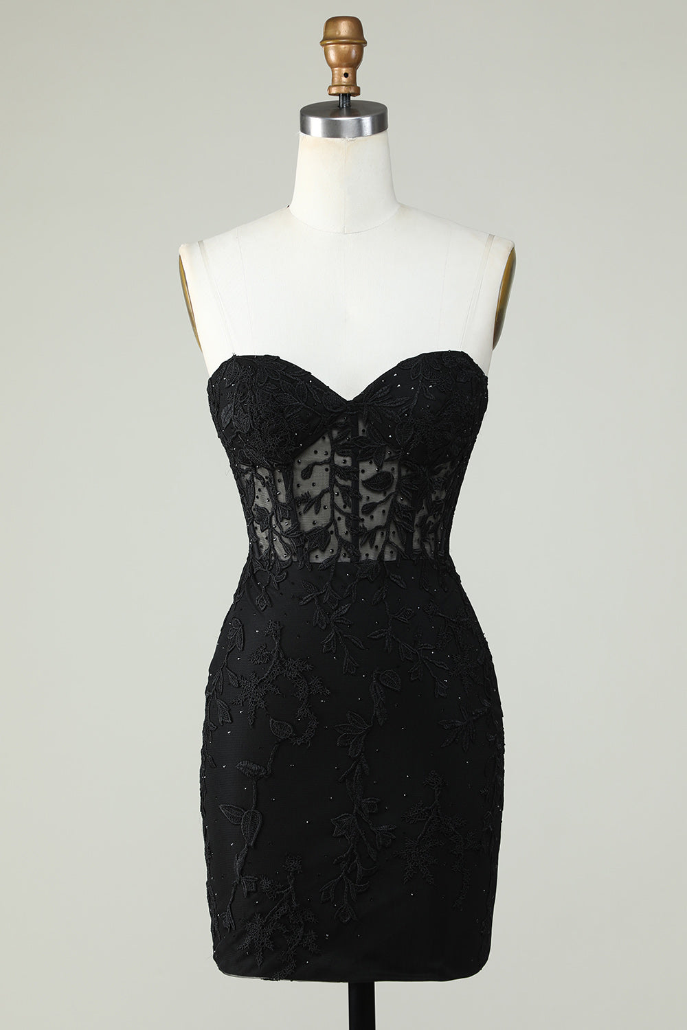 boots for black dress Bodycon Sweetheart Black Corset Homecoming Dress with Appliques