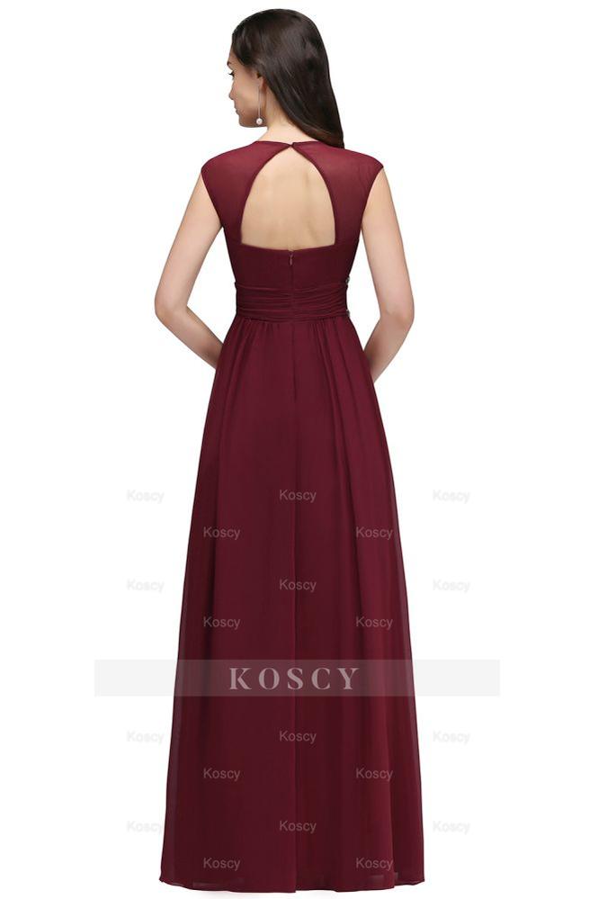 Burgundy Chiffon Sheath V Neck Long Party Dresses Burgundy Chiffon Sheath V Neck Long Party Dresses
