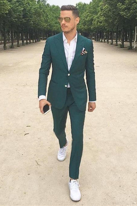 Koscy Best-Fit Dark Green Ring Bearer Suit with Peaked Lapel