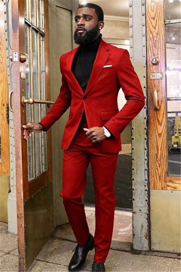Koscy Casual Red Party Prom Suit - Fashionable 2-Piece Sale Item for Men