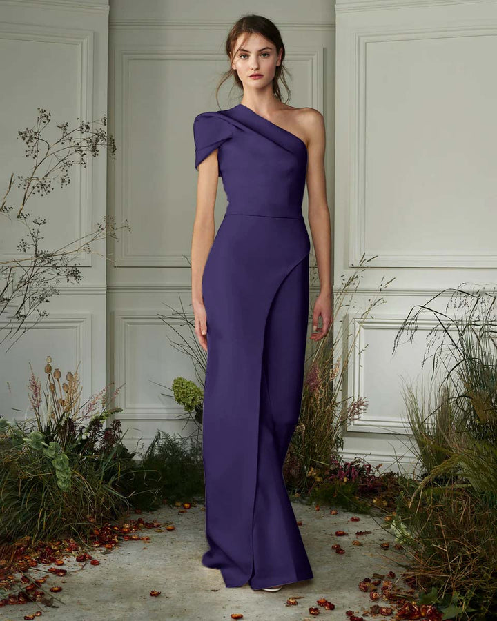 Koscy Chic White One-Shoulder Irregular Long Party Jump Suit