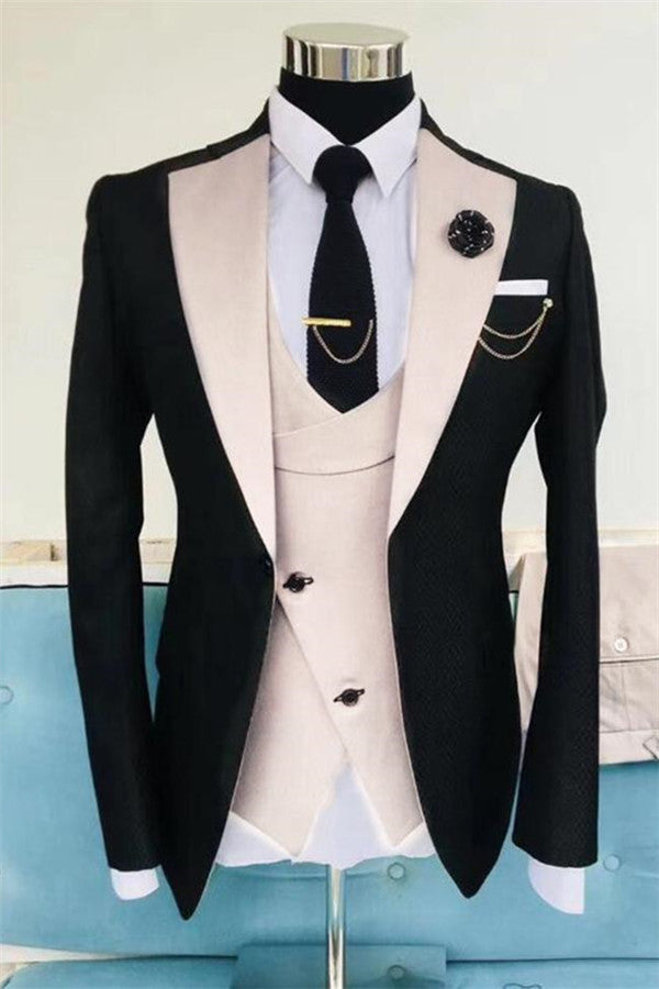 Koscy Fashion Slim Fit Prom Suits, Black Wedding Tuxedos Outfit Suits for Men