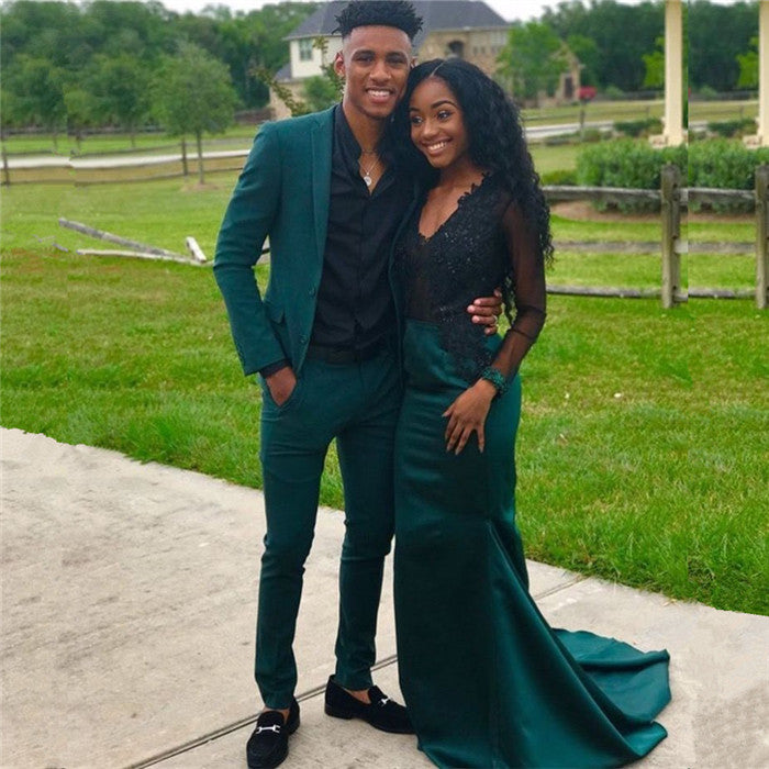 Koscy Dark Green Dinner Prom Suit - New Arrivals, 2-Piece with Notch Lapel