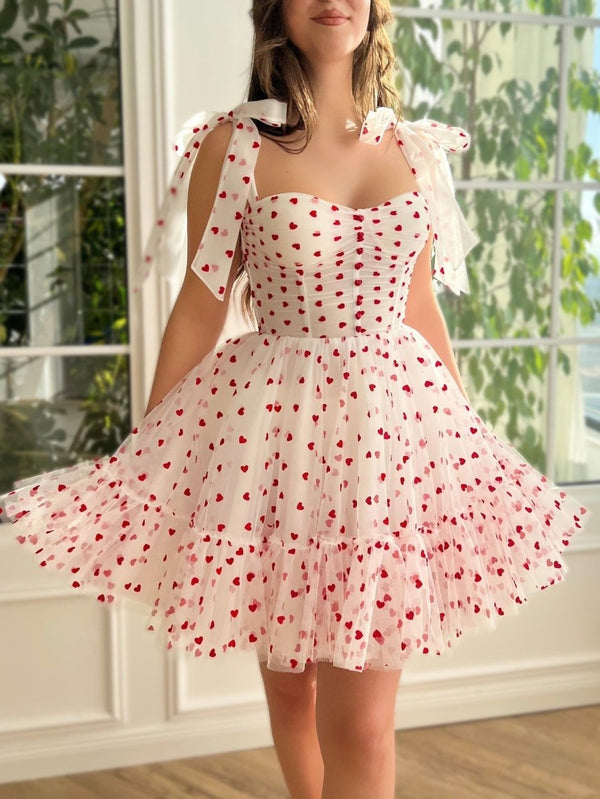 Koscy A Line Sweetheart Neck Tulle Homecoming Dress