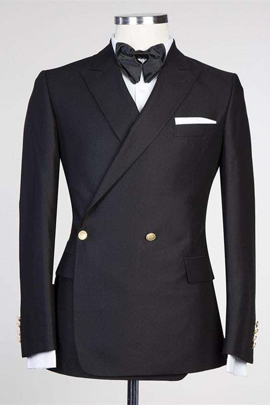 Koscy Modern Black Peaked Lapel Wedding Suit for Men’s Celebrations