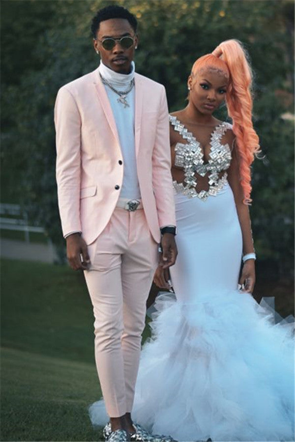 Koscy Best-Fit Pink Bespoke Wedding Suit for Groom