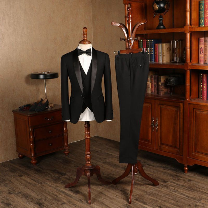 Koscy Baldwin All-Black Custom Three-Piece Wedding Suit for Bridegrooms