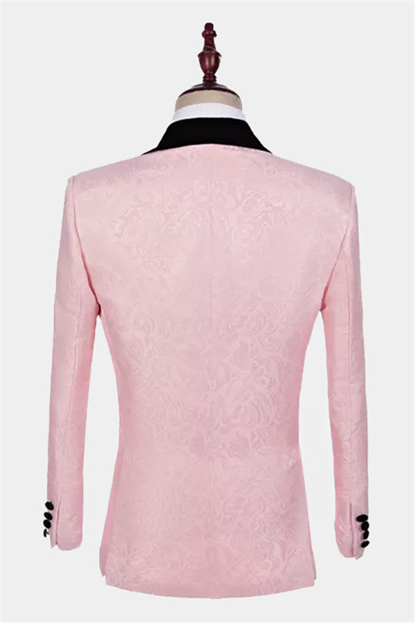 Koscy Reception Suit - Pink Jacquard Tuxedo on Sale for Groom